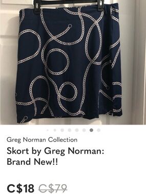 Greg Norman Collection Navy Skort with White Chain Print
